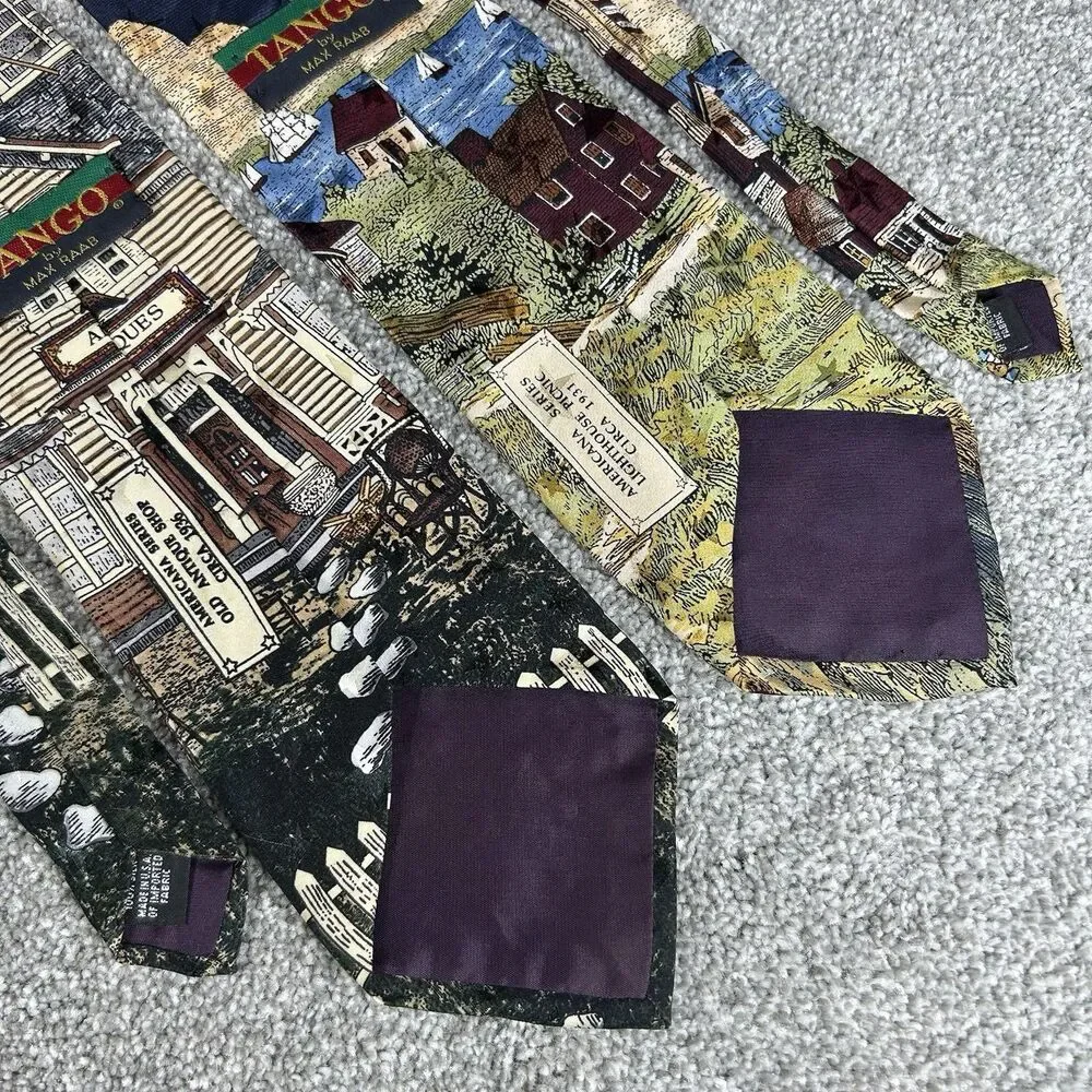 Tango by Max Raab Necktie Tie Americana Series New England Flag Lighthouse Lot 2